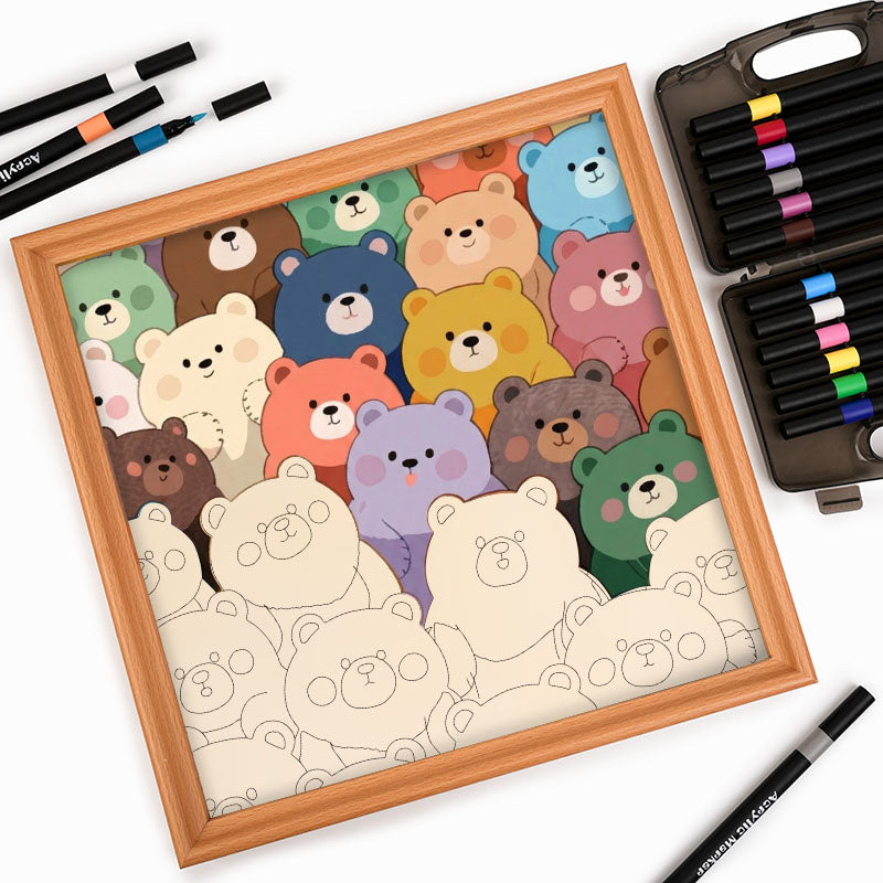 Orsetti carini - Puzzle in legno da colorare