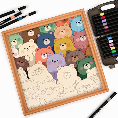 Orsetti carini - Puzzle in legno da colorare