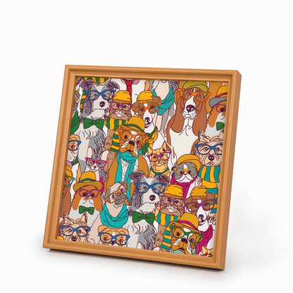 Cani con gli occhiali - Puzzle in legno da colorare