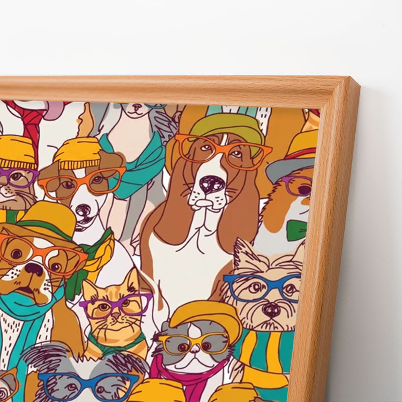 Cani con gli occhiali - Puzzle in legno da colorare