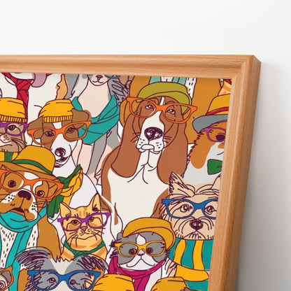 Cani con gli occhiali - Puzzle in legno da colorare
