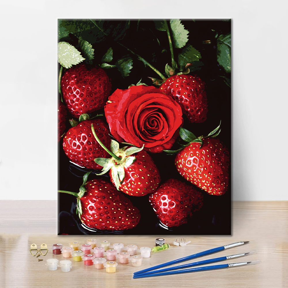 Fragola con Rose - Dipingere con i Numeri