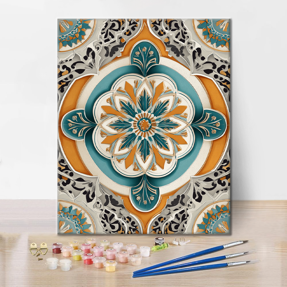 Mandala verde dorato - Dipingere con i numeri