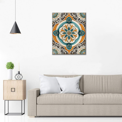 Mandala verde dorato - Dipingere con i numeri