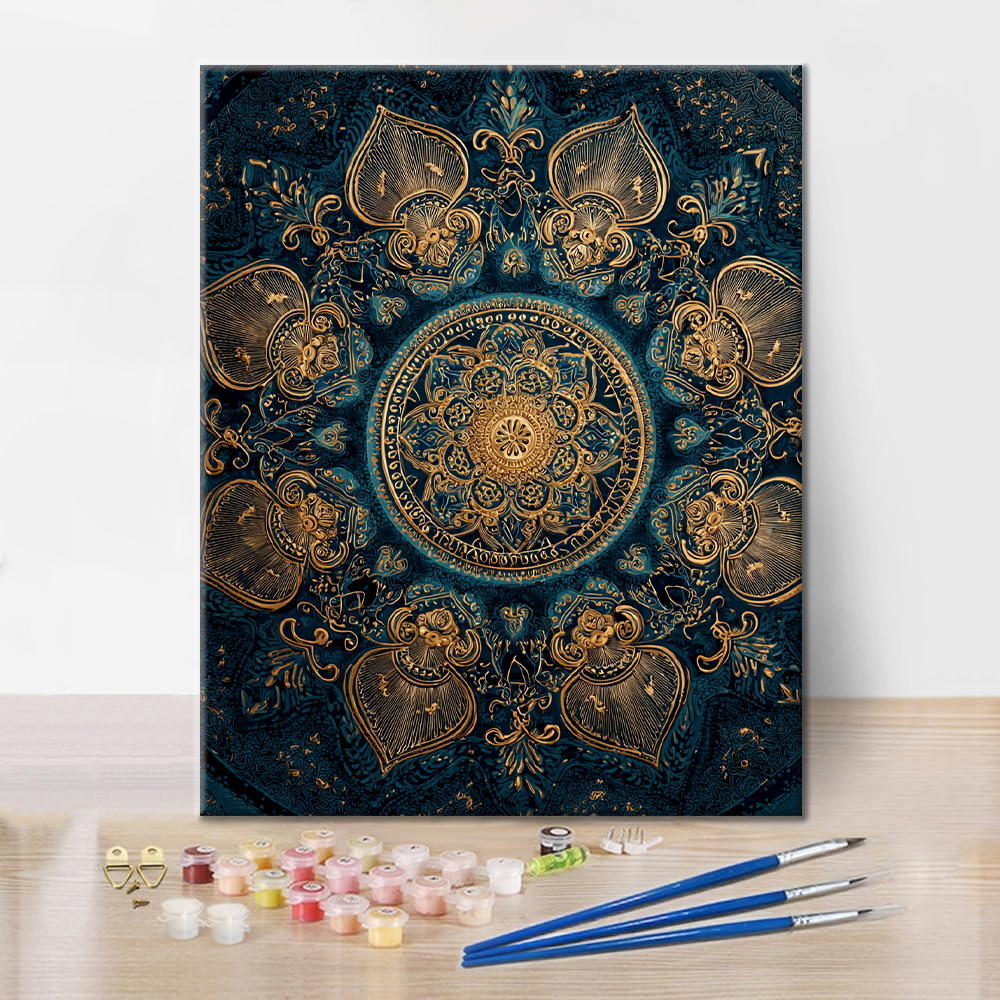 Mandala del loto dorato - Dipingere con i numeri