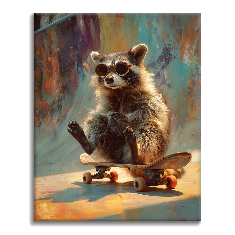 Skateboard Raccoon - Dipingere con i numeri