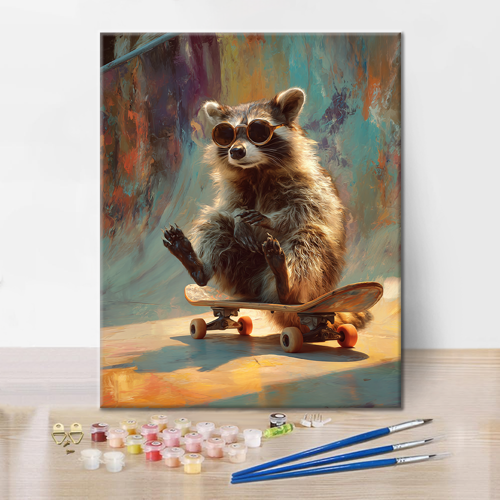 Skateboard Raccoon - Dipingere con i numeri