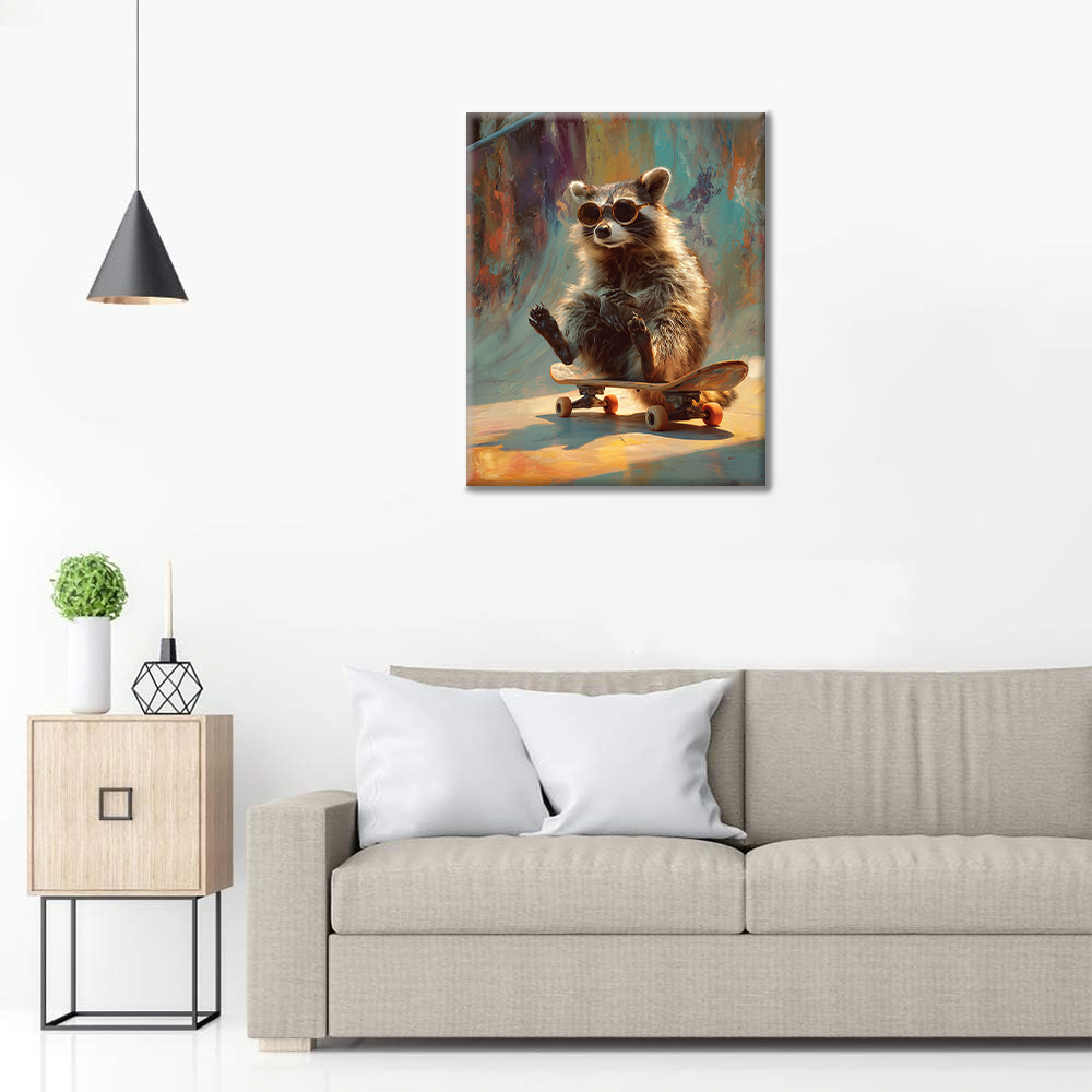 Skateboard Raccoon - Dipingere con i numeri