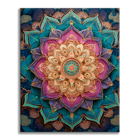 Mandala di fiori arcobaleno - Dipingere con i numeri