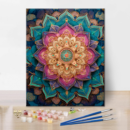 Mandala di fiori arcobaleno - Dipingere con i numeri