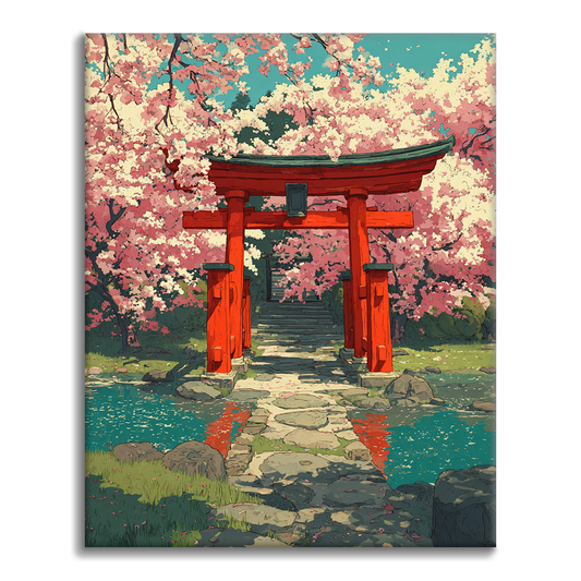 Torii di ciliegio in fiore - Dipingere con i Numeri