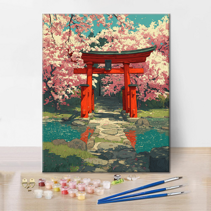 Torii di ciliegio in fiore - Dipingere con i Numeri