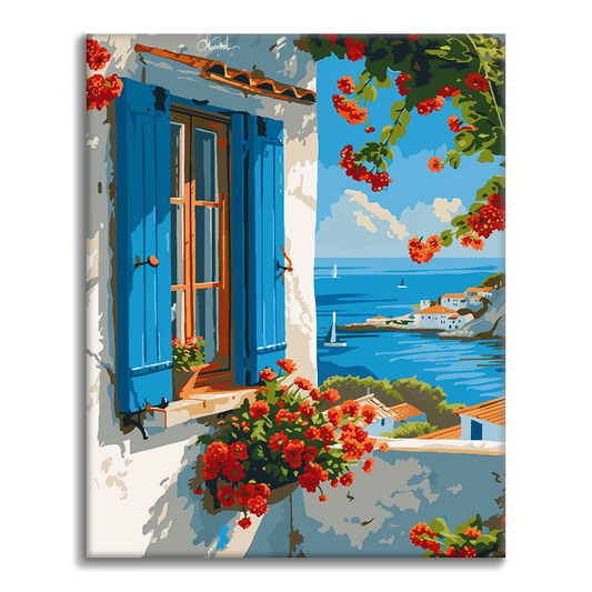 Finestra blu sul mare - Dipingere con i Numeri