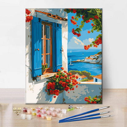 Finestra blu sul mare - Dipingere con i Numeri
