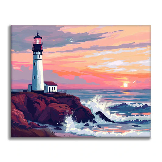 Faro al tramonto - Dipingere con i Numeri