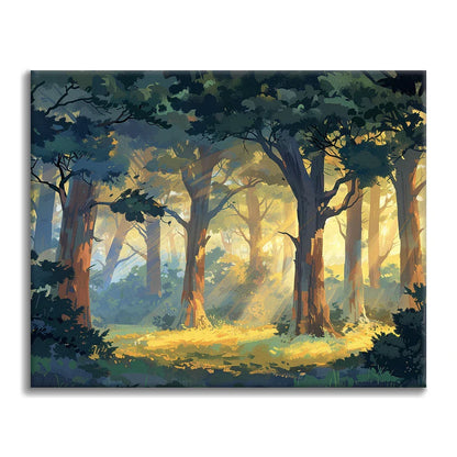 Foresta illuminata dal sole - Dipingere con i Numeri