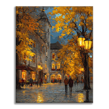 Sera d'autunno in una piccola città - Dipingere con i Numeri