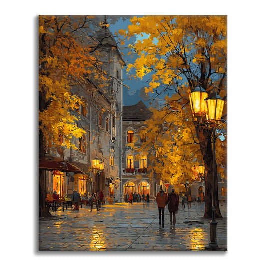 Sera d'autunno in una piccola città - Dipingere con i Numeri