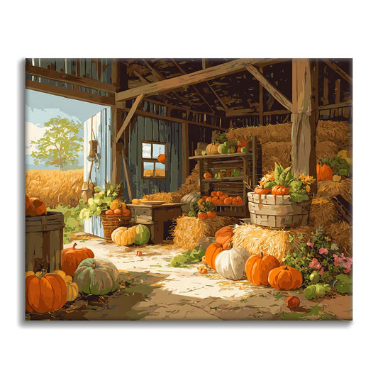 Fienile del raccolto autunnale - Dipingere con i Numeri