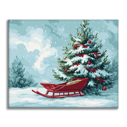 Albero di Natale e slitta - Dipingere con i Numeri