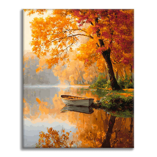 Serene Autumn Boat - Dipingere con i Numeri