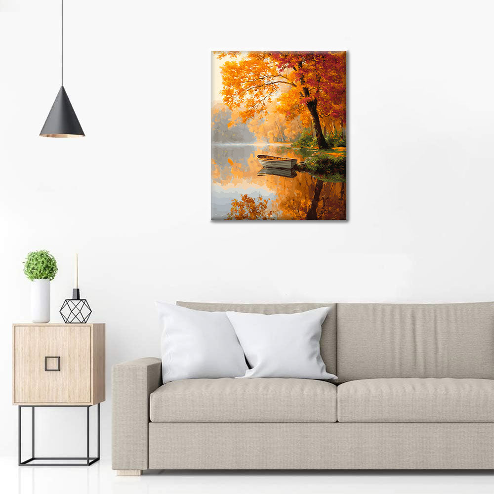 Serene Autumn Boat - Dipingere con i Numeri