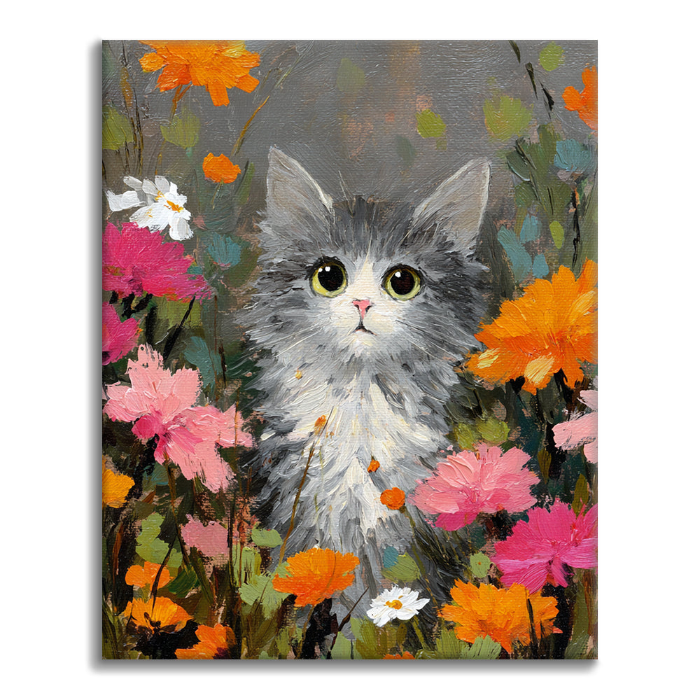 Un gatto tra i fiori - Dipingere con i Numeri