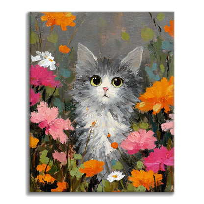 Un gatto tra i fiori - Dipingere con i Numeri