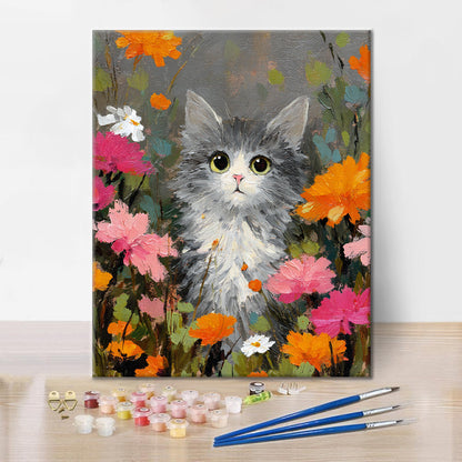 Un gatto tra i fiori - Dipingere con i Numeri