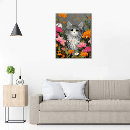Un gatto tra i fiori - Dipingere con i Numeri