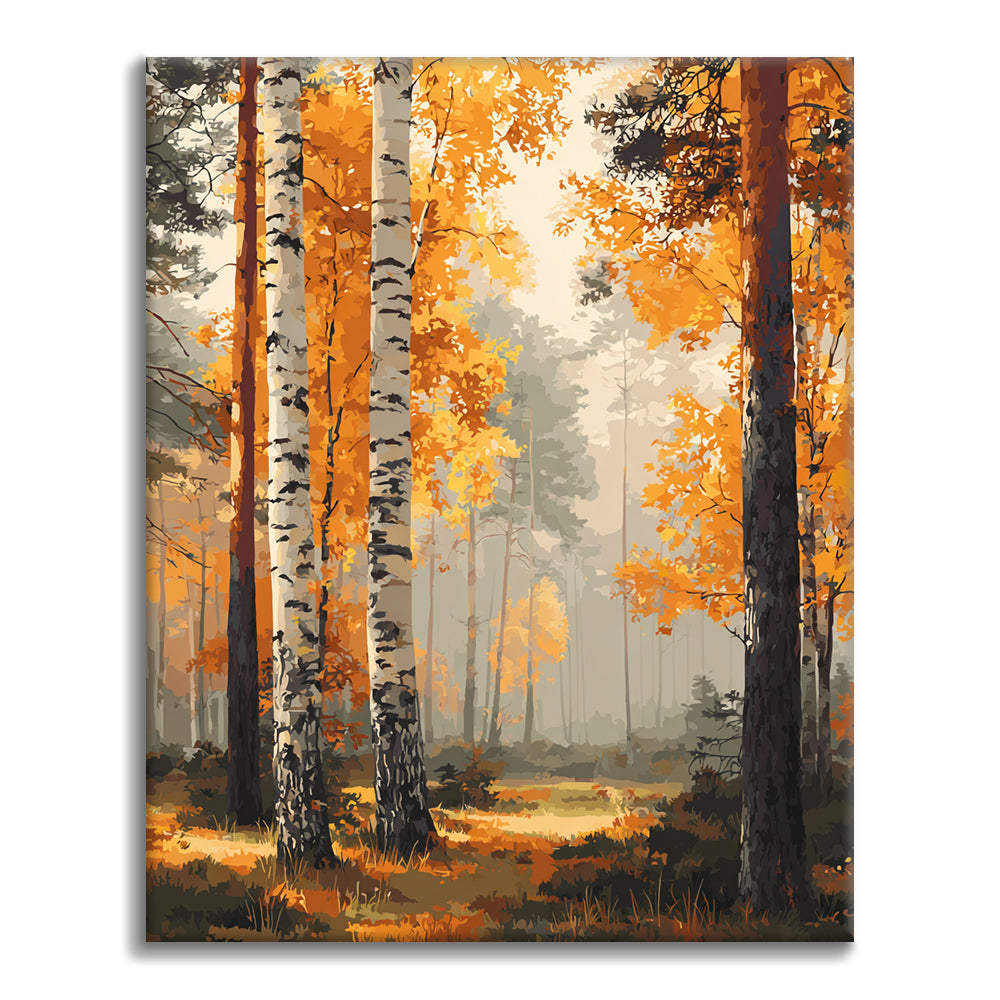 Foresta di betulle in autunno - Dipingere con i Numeri