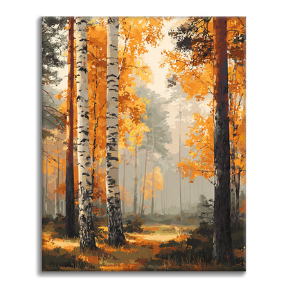 Foresta di betulle in autunno - Dipingere con i Numeri