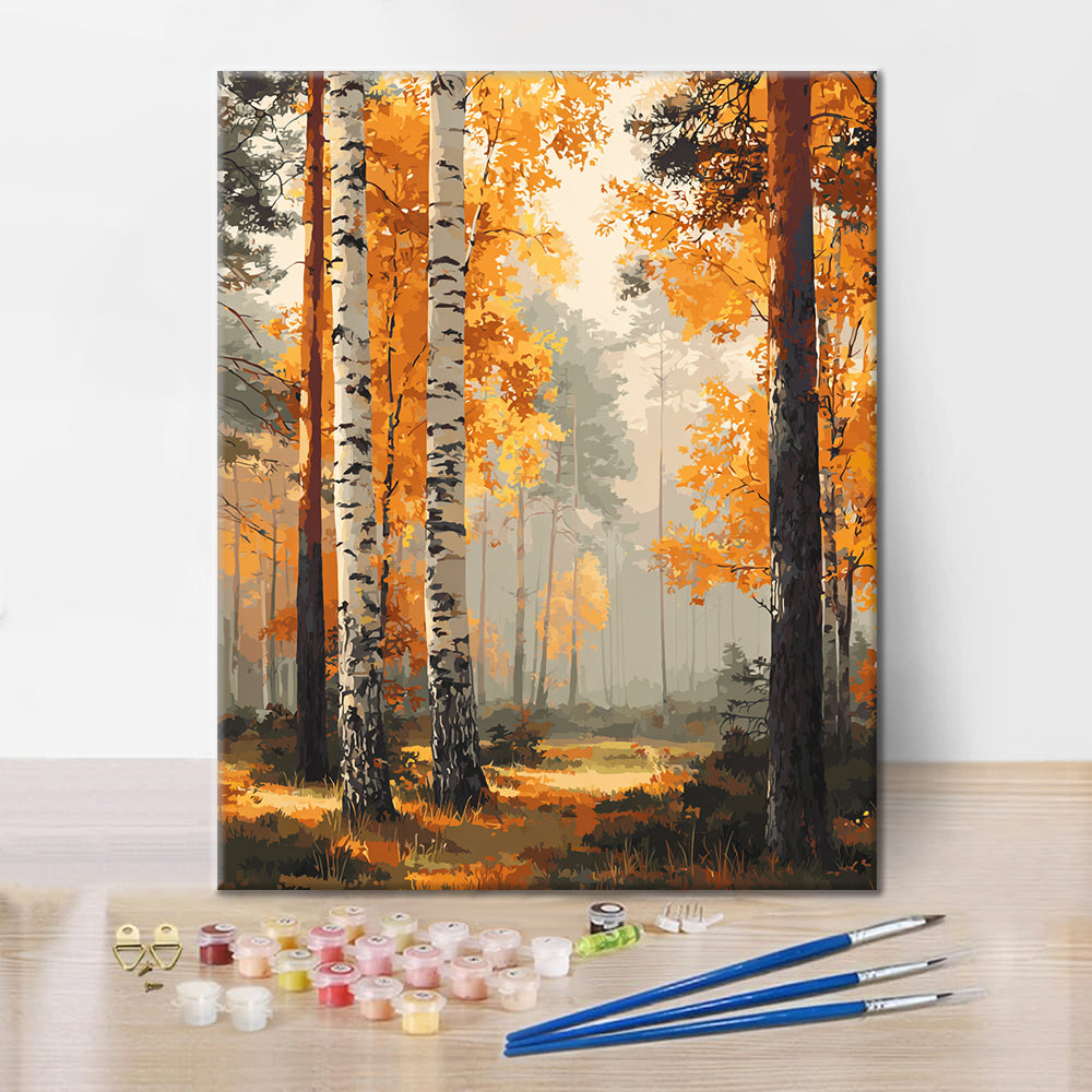 Foresta di betulle in autunno - Dipingere con i Numeri