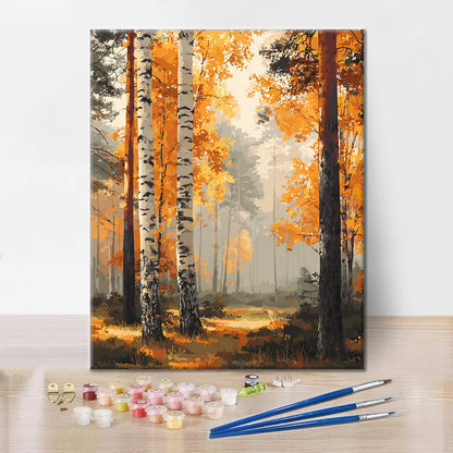 Foresta di betulle in autunno - Dipingere con i Numeri