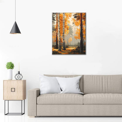 Foresta di betulle in autunno - Dipingere con i Numeri