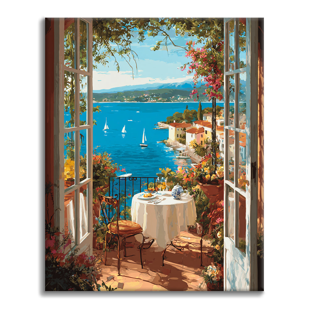 La vista del mare dalla finestra. - Dipingere con i Numeri