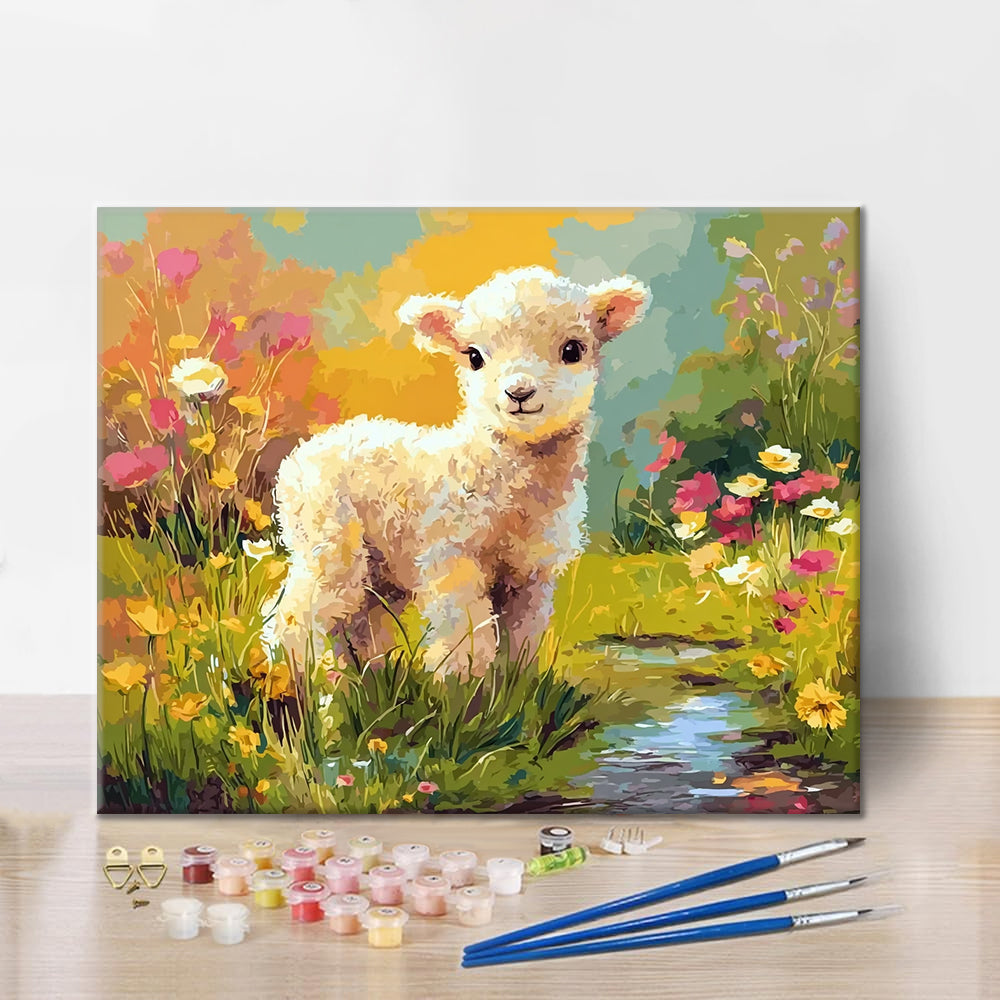 Fiori e agnello - Dipingere con i Numeri