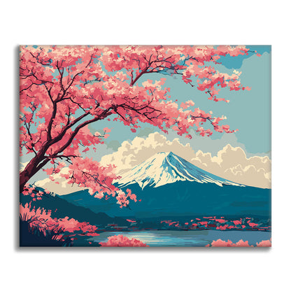 Scena primaverile del Fuji - Dipingere con i Numeri