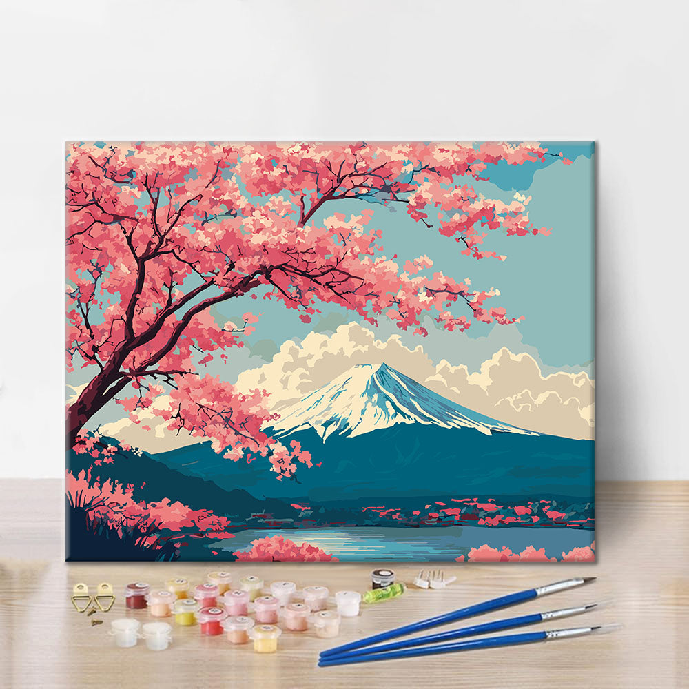 Scena primaverile del Fuji - Dipingere con i Numeri