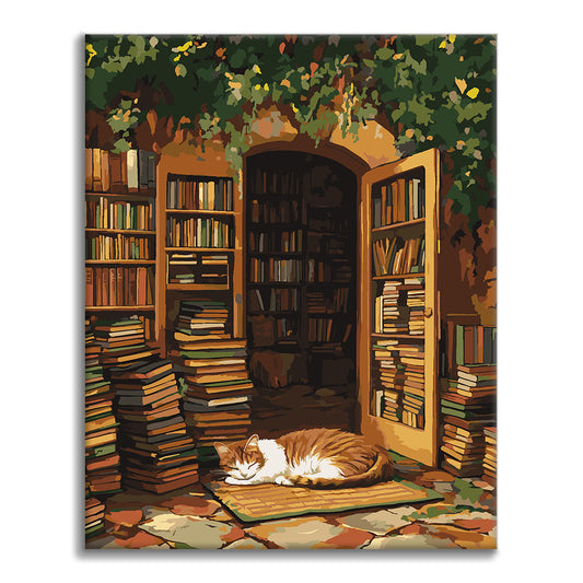 Il gatto della biblioteca - Dipingere con i Numeri
