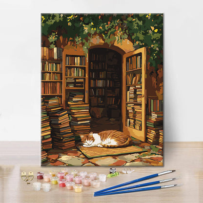Il gatto della biblioteca - Dipingere con i Numeri