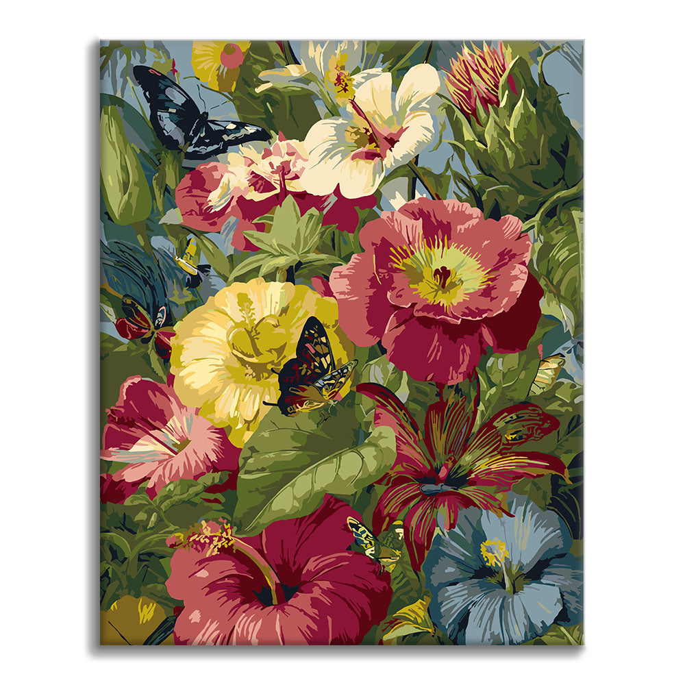 Fiori tropicali e farfalle - Dipingere con i Numeri