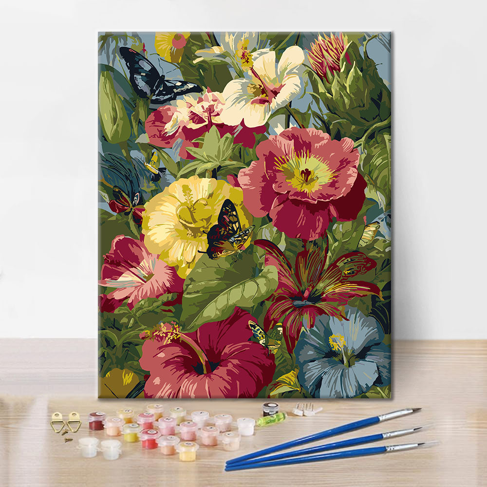 Fiori tropicali e farfalle - Dipingere con i Numeri