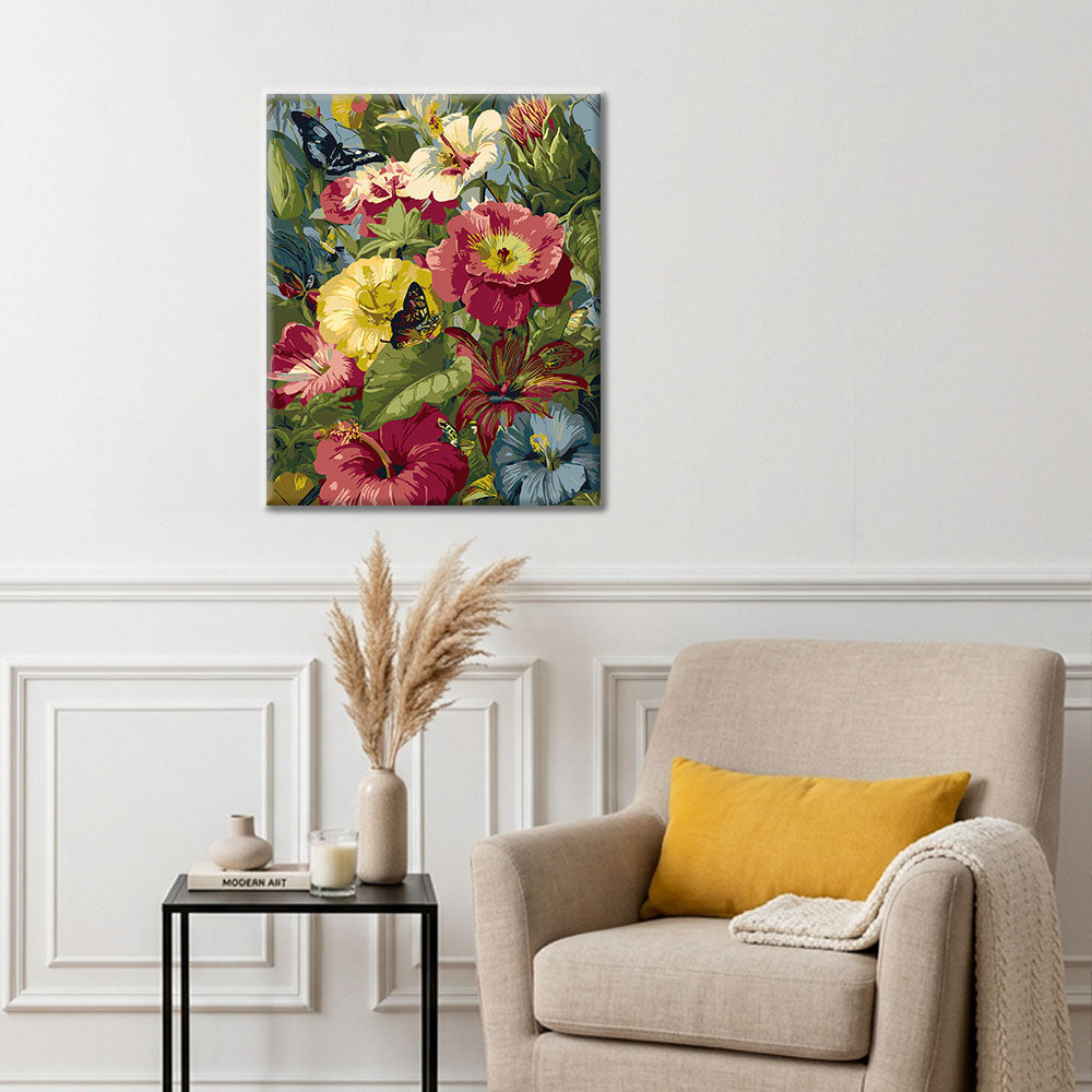 Fiori tropicali e farfalle - Dipingere con i Numeri