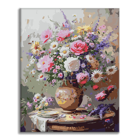 Bouquet in vaso rustico - Dipingere con i Numeri