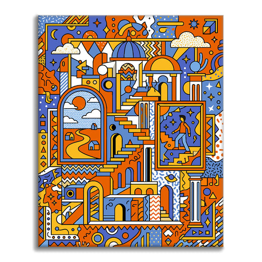 Paesaggio geometrico onirico - Dipingere con i Numeri