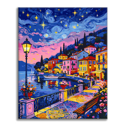 Strade colorate al chiaro di luna - Dipingere con i Numeri