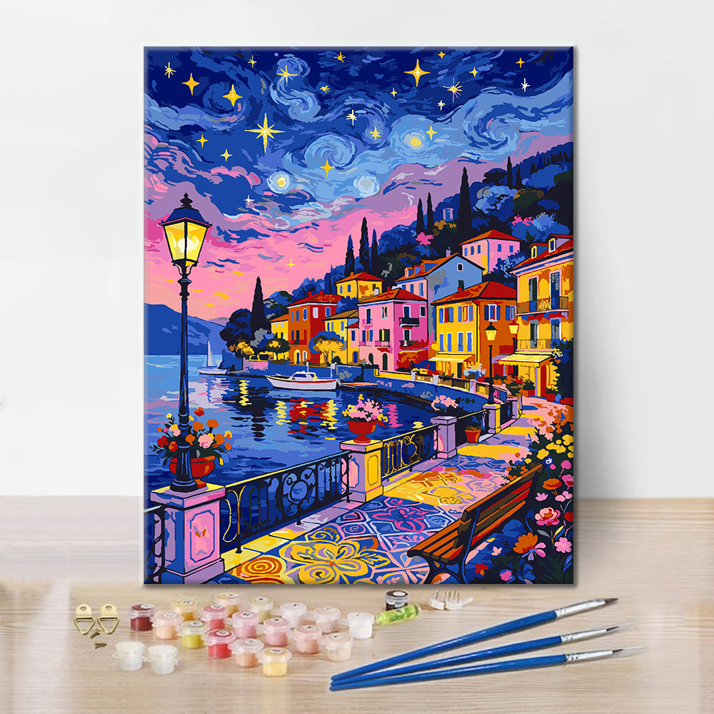 Strade colorate al chiaro di luna - Dipingere con i Numeri