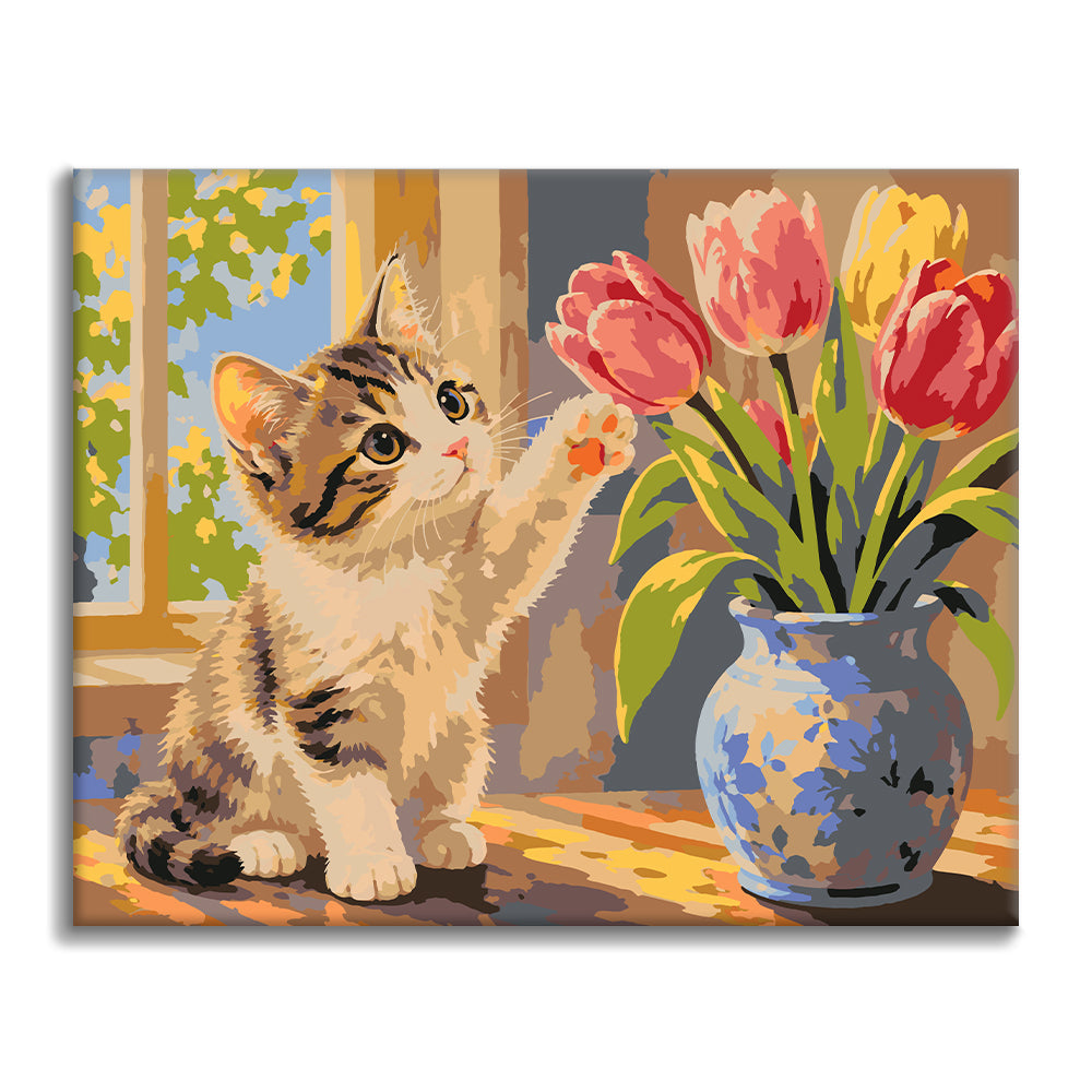 Gattino e tulipani – Dipingere con i Numeri