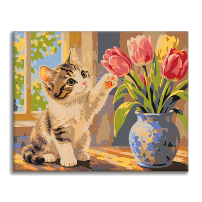 Gattino e tulipani – Dipingere con i Numeri